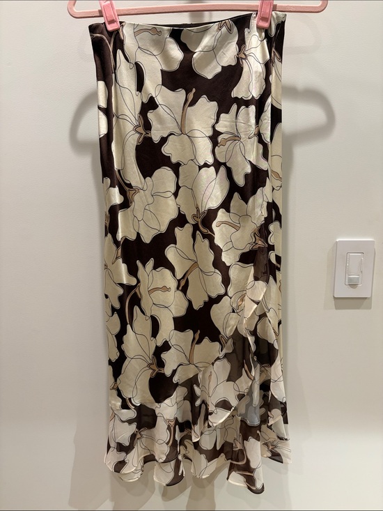 Rails Dresses & Skirts - Rails Cream and Brown Floral Satin Maxi Skirt